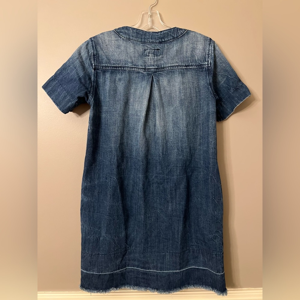 Current/Elliott Blue Lace-Up Denim Dress w/ Pockets Sz Large - Picture 7 of 8